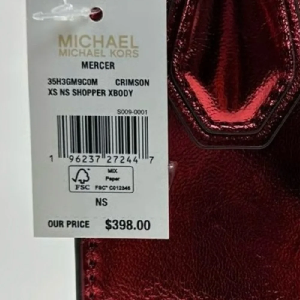 Michael Kors Metallic Red Mini Tote Crossbody NwT